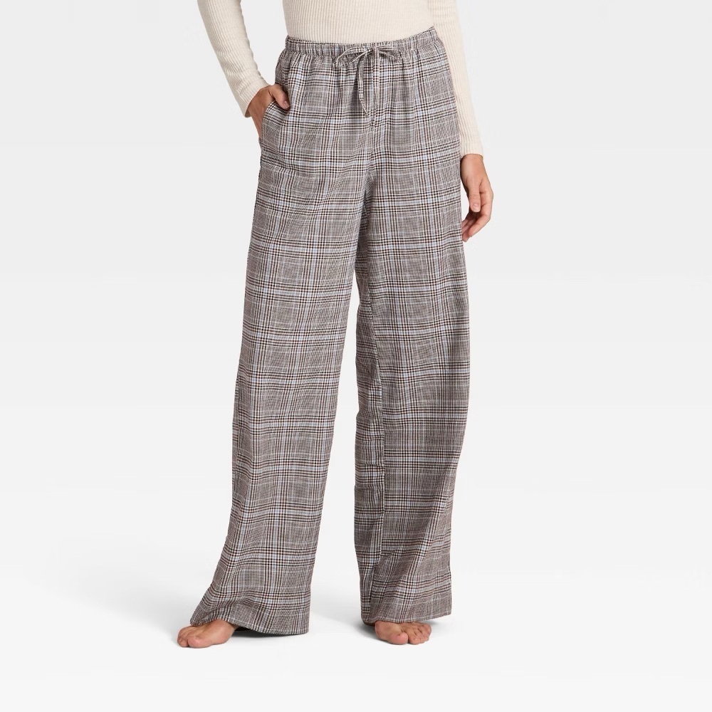 Auden Plaid Flannel Pajama Pants Wide Leg Drawstring NWT Small